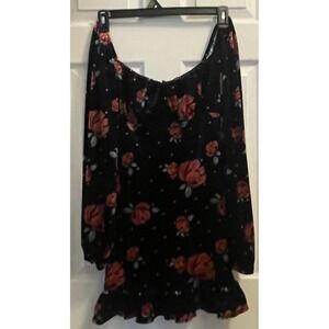 Juniors Dress-Party Dress-Forever 21  Velvet Dress Size S Floral Ruffle  Y2K
